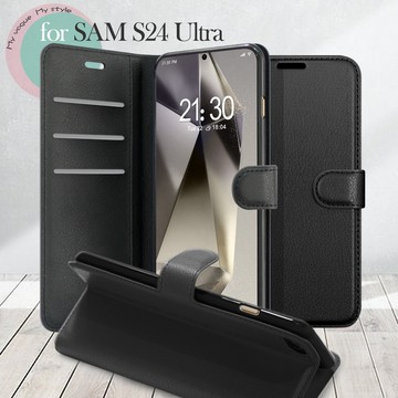 Dapad for Samsung Galaxy S24 Ultra 百搭時代多卡式夾層皮套-黑