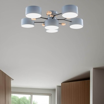 E27 金屬烤漆原木造型半吸頂燈 F57-19-30981