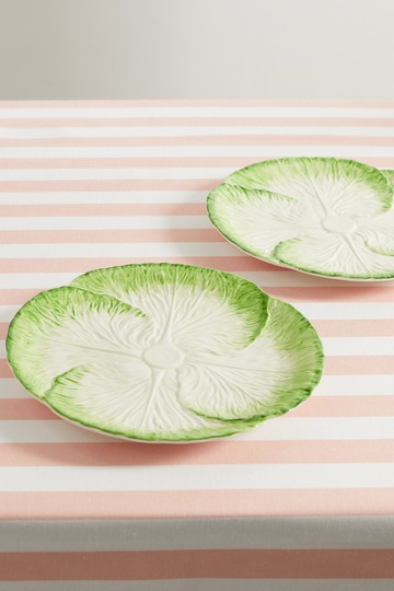 Mrs. Alice - Capri Lettuce Set Of Two Ceramic Dinner Plates - Green - one size