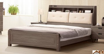 亞倫傢俱*德里茲耐磨木紋6尺收納床架 灰橡色