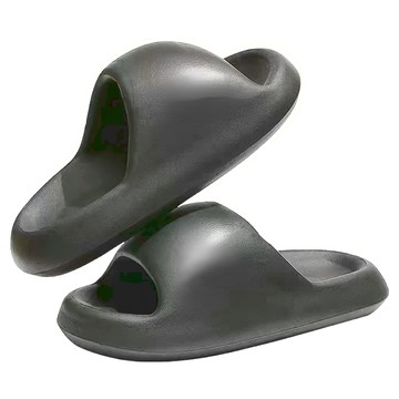 bebehome 元氣滿滿小胖饅頭 氣墊拖鞋 厚底圓頭 男女皆宜  經典黑  230mm