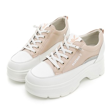 【零碼挖寶 第2雙再享75折】PLAYBOY 話題指標 真皮內增高老爹鞋-奶茶(Y9671)