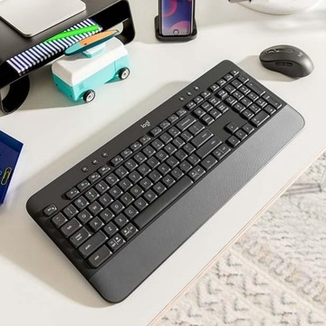 Logitech 羅技【 K650 舒適 無線 鍵盤 】石墨灰/珍珠白