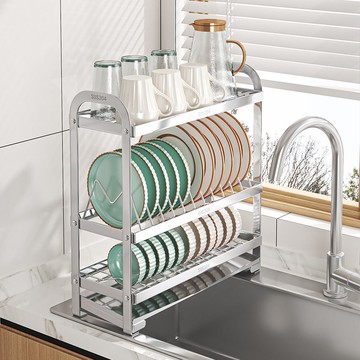 新款特厚不銹鋼廚房窄邊超窄多層瀝水碗架水池碗筷碗盤子收納架子