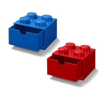 LEGO樂高四凸桌上型抽屜收納箱 (多色可選) 藍色