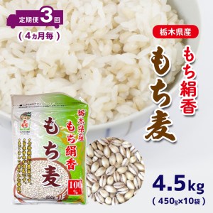  栃木県産もち絹香 もち麦 (450g×10袋) 3回定期 (4ヶ月毎)