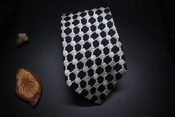 深夜藍網格領帶/型男商務百搭necktie