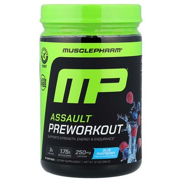 MusclePharm, Assault® 鍛鍊前配方，藍樹莓味，12.1 盎司（344 克）