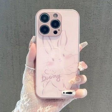✨新款iphone手機殼✨小貓小兔蘋果15ProMax手機殼玻璃iPhone16新款13情侶15簡約12