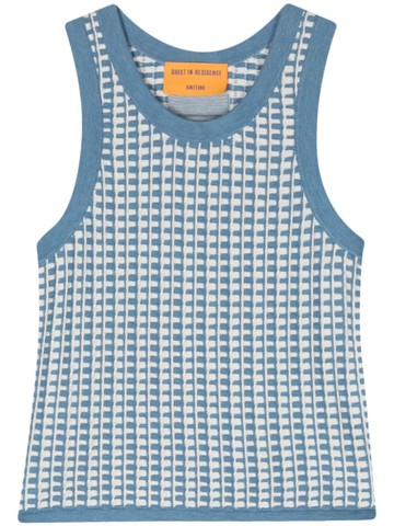 Guest In Residence - gingham-pattern crop top - women - Cotton - S - Blue