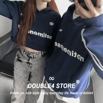 【DOUBLE4 】韓國 情侶刷毛帽T 立體雙線 賽車風 美式 挺版 內刷毛 保暖 不掉毛 男女帽T 2439