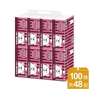 BeniBear邦尼熊復古酒紅條紋抽取式衛生紙100抽8包6袋/箱(48包)