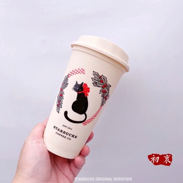 星巴克杯子2026新年禮物/Kermit杯/塑膠材質/環保杯/重複使用/喝水杯/可耐熱/喝水杯/黑貓祝福杯