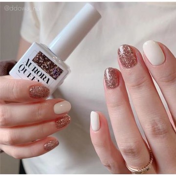 韓國進口DGEL AURORA QUEEN巧克力色系顯白閃粉亮片指甲油膠