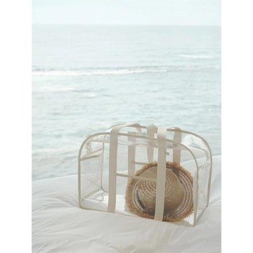 ins韓版度假旅行透明沙灘包大容量游泳包時尚健身兒童玩具收納包