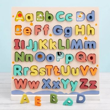 學英語立體拼板大小寫拼音abcd26個英文字母拼圖男女兒童積木玩具