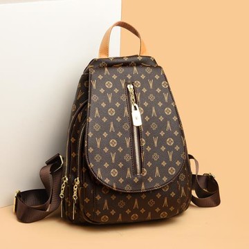 女新款字母格子雙肩包小背包逛街休閑簡約真皮復古百搭中年媽媽包