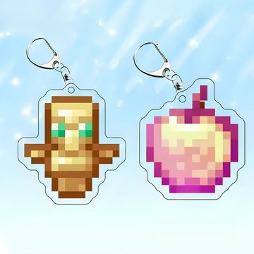 ✨限時秒殺☜桃園出貨✨我的世界周边Minecraft钥匙扣 不死图腾附魔金苹果亚克力挂件礼物
