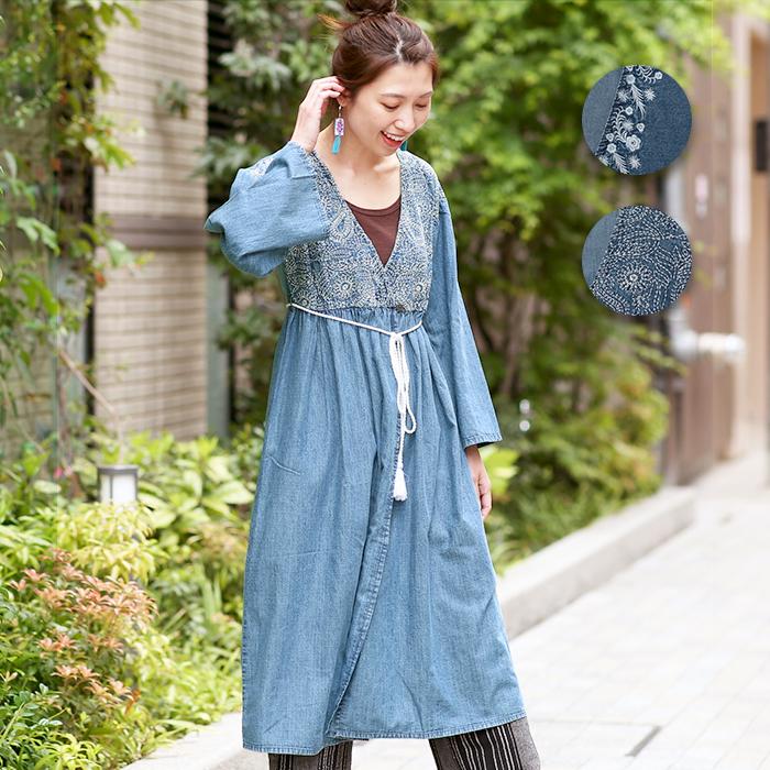 ヴィンテージ レトロ古着 花柄ガウンカーディガン ワンピース