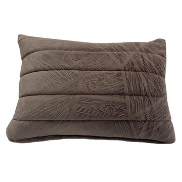 J&N 木紋珩縫鋪綿短毛絨腰枕 1入  30 x 45cm  深咖色