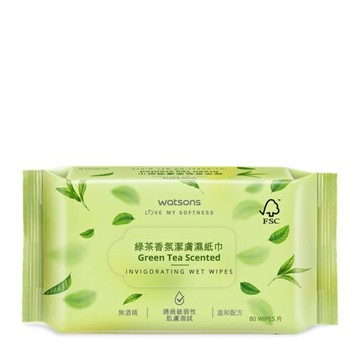 屈臣氏綠茶香氛潔膚濕紙巾80片