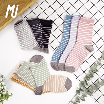 《MJ襪子》百搭 條紋襪 竹炭 襪 女襪 舒適好穿 竹炭襪 MIT MRP043