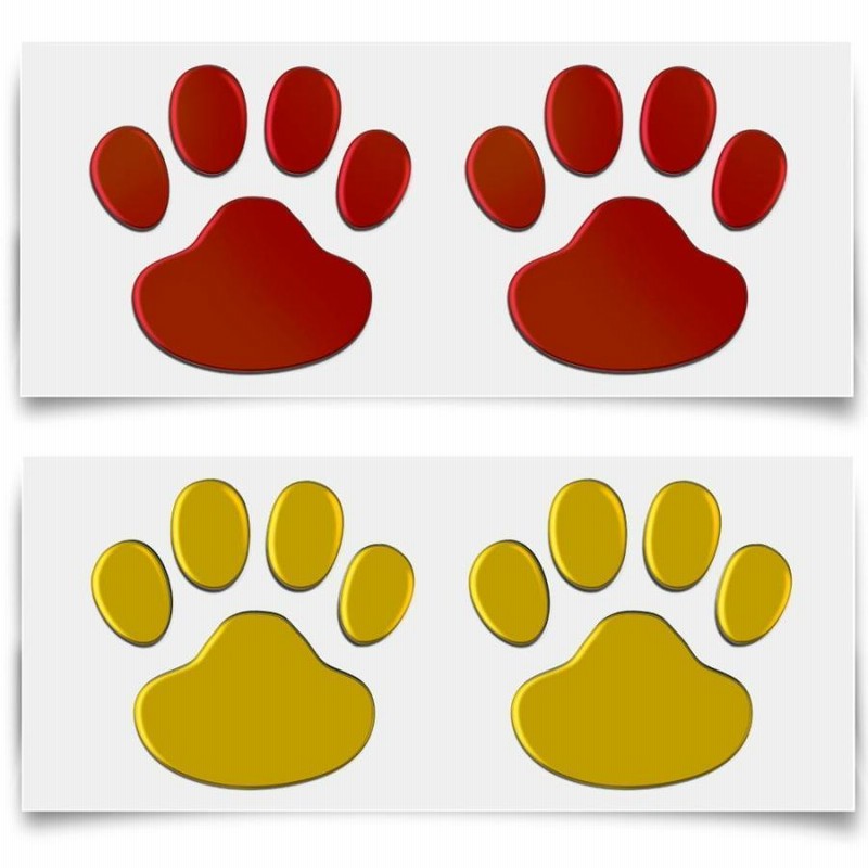 配送員設置 シール 犬 猫 足跡 立体 3D ワンちゃん 肉球 シルバー 車 3Dシール 2枚セット 肉球シール 犬 カーステッカー アクセサリー 猫