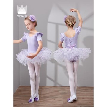 舞蹈服兒童女芭蕾舞裙女童練功服夏季短袖舞蹈裙幼兒中國舞跳舞裙