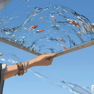 扇子畵夏日水扇滴膠水做的diy材料包玻璃顔料相框滴膠寒冰扇