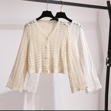 品牌折扣店商場專柜撤柜女裝尾貨清倉夏季氣質薄款鏤空針織外套女