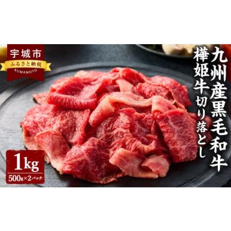 ふるさと納税 九州産 黒毛和牛 樺姫牛 切り落とし 1kg(500g×2パック) 熊本県宇城市