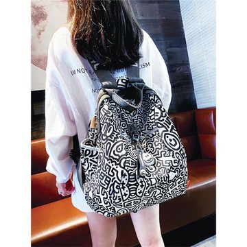 潮牌印花牛津布雙肩包女2025新款時尚休閑媽咪背包大容量旅行包夏