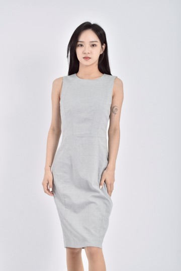 (S) h m質感無袖灰色洋裝