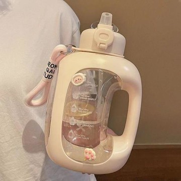 夏季水杯女生大容量高顏值新款2024便攜運動噸桶噸帶刻度吸管杯子