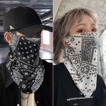 冰絲掛耳防曬面罩男女遮陽全臉口罩脖套戶外騎行護頸圍脖面巾面紗