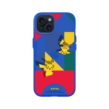 iPhone 15 Clear 激光藍 - 寶可夢 Pokemon - 皮卡丘與積木-繽紛版
