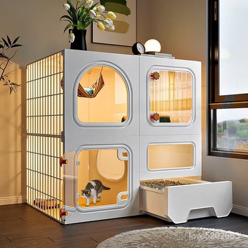 宅配免運😊貓籠子傢用貓窩別墅隔離帶厠所一體適閤大貓室內貓櫃捨屋寵物貓籠 寵物籠子