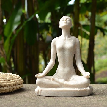 歐式簡約砂巖瑜伽禪意美女擺件客廳人物工藝品家居舞蹈房軟裝飾品