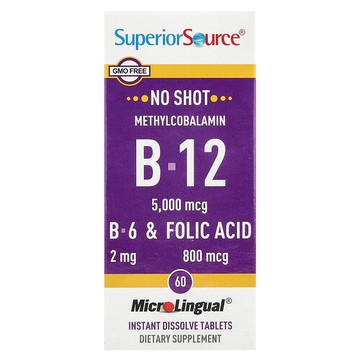Superior Source, 甲基鈷胺素 B-12，B-6和葉酸，60 片 MicroLingual 即溶片