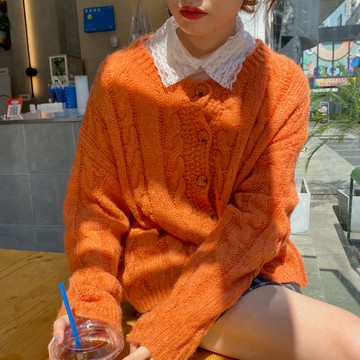 女裝寬松加厚長袖毛衣中長款針織衫外套上衣+網紗打底衫1入