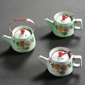 傳藝窯提梁壺汝窯茶壺單壺陶瓷功夫茶具家用小泡茶過濾開片可養