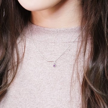 天然誕生石 純銀項鍊 水波設計 天然石系列 女生項鍊 生日禮物