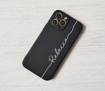 客製化加名字黑白全包手機殼iPhone 16 15 14 + Pro Max plus