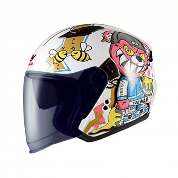 LALUNA 安全帽 IPO-2 暴力熊 雪白藍 半罩 3/4罩 通風 內藏墨鏡 雙層鏡 磁吸扣設計 安全帽