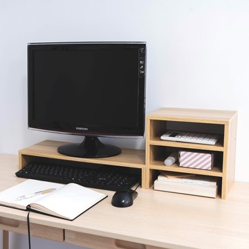 威瑪索 電腦螢幕增高架 /鍵盤收納架/附三層桌面收納櫃-(3色)