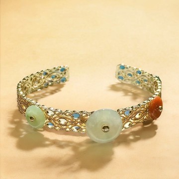 【願‧平安】冰種翡翠平安扣設計款手環925銀| 天然緬甸A貨| 送禮