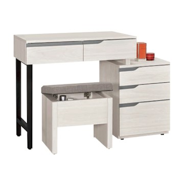 文創集 丹尼2.7尺五抽伸縮化妝台底座(含化妝椅)-80-100x40x78cm免組