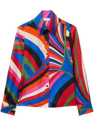 PUCCI - Iride-print silk shirt - women - Silk - 50 - Blue