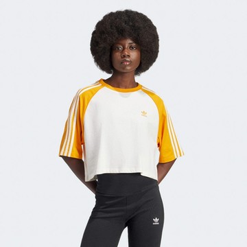 ADIDAS ORIGINALS愛迪達 阿迪達斯 三葉草 女短袖上衣-黃白色 SST TEE IZ2826