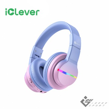 iClever - BTH12 炫光無線兒童耳機-漸層粉-3種音量限制完整保護聽力設計